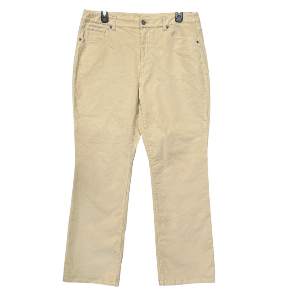 Sigrid Olsen Womens Tan Beige Corduroy Straight Leg Pants Size 12 Stretch Cotton
